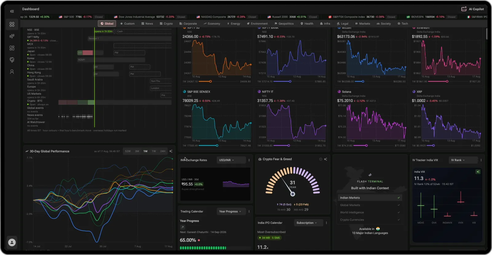 FlashTerminal Dashboard on desktop