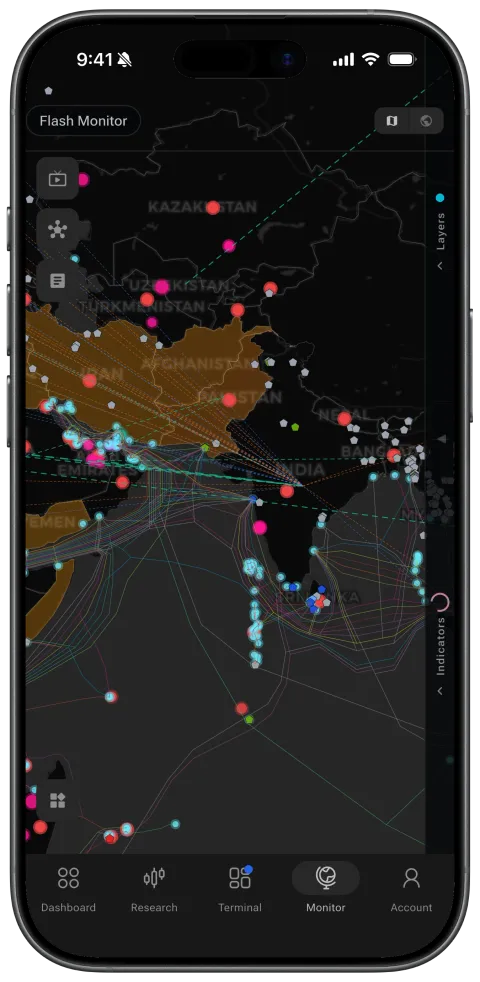 Flash Monitor map with live layers on phone
