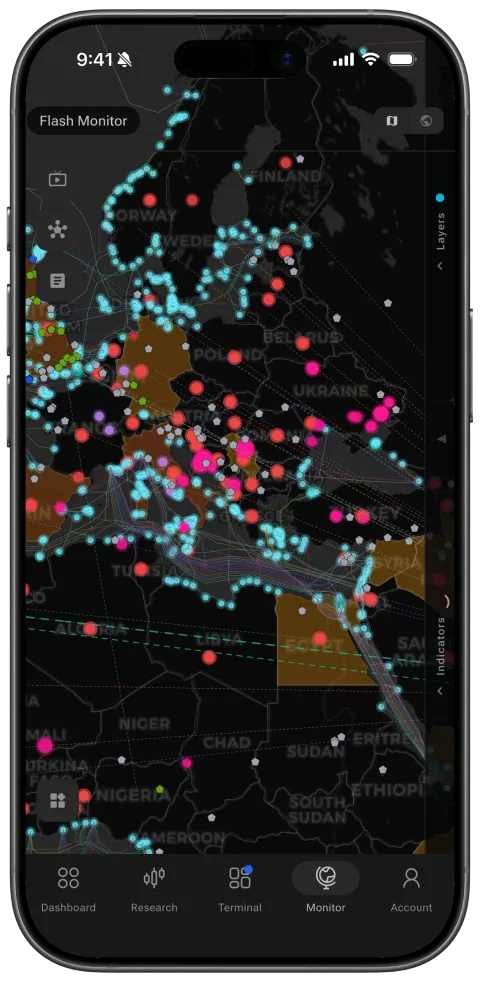 Flash Monitor map with live layers on phone