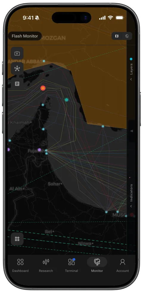 Flash Monitor map with live layers on phone