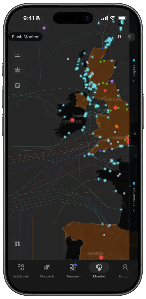 Flash Monitor map with live layers on phone