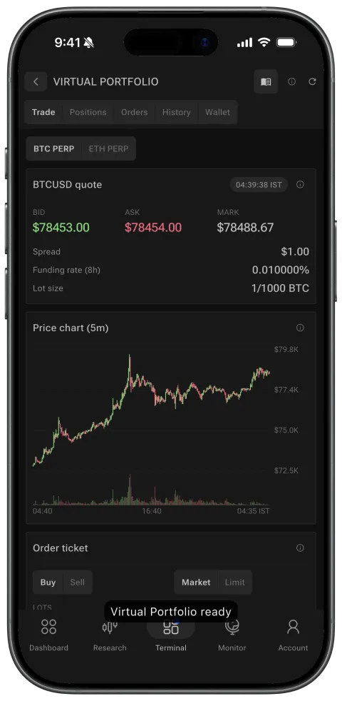 Virtual Portfolio on phone